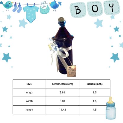 Glass Chupon Feeding Bottle Souvenir for Christening Baby Boy Blue - Image 3