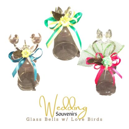 Glass Wedding Bell with Lovebirds Souvenir & Giveaways (Minimum of 20 pcs) - Image 3