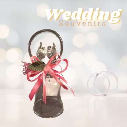 Glass Wedding Bell with Lovebirds Souvenir & Giveaways (Minimum of 20 pcs)