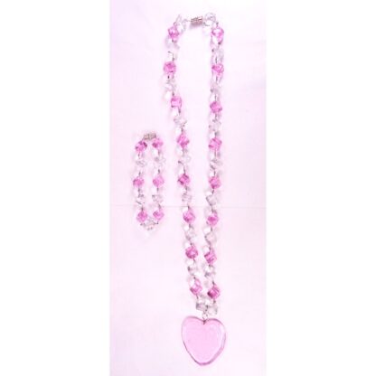 GLASS SOLID HEART PENDANT W/ GLASS DICE NECKLACE & BRACELET SET - Image 5