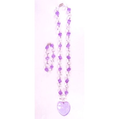 GLASS SOLID HEART PENDANT W/ GLASS DICE NECKLACE & BRACELET SET - Image 7