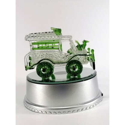 Philippine Jeep Glass Figurine with Rotating Base and LED Lights Home Decoration (Green) - Image 3