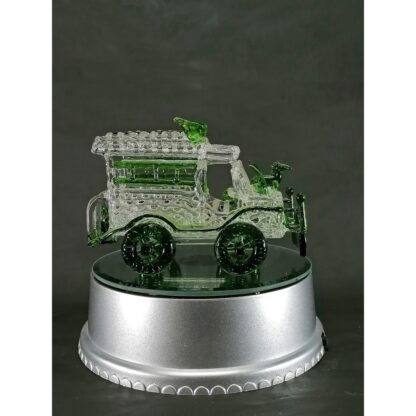 Philippine Jeep Glass Figurine with Rotating Base and LED Lights Home Decoration (Green) - Image 4