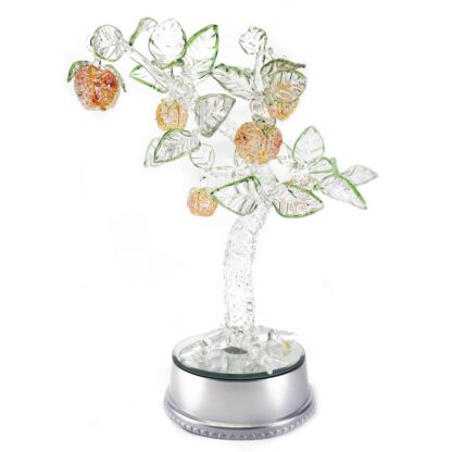 Apple Tree Glass Figurines Home Decor Display with Rotating Base and LED Lights - Image 2