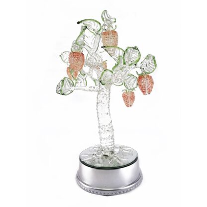 Strawberry Fruit Tree Glass Figurines Home Decor Accents with Rotating Base and LED Lights - Image 2