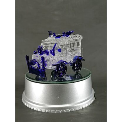 Philippine Jeep Glass Figurine with Rotating Base and LED Lights Home Decoration (Dark Blue) - Image 2