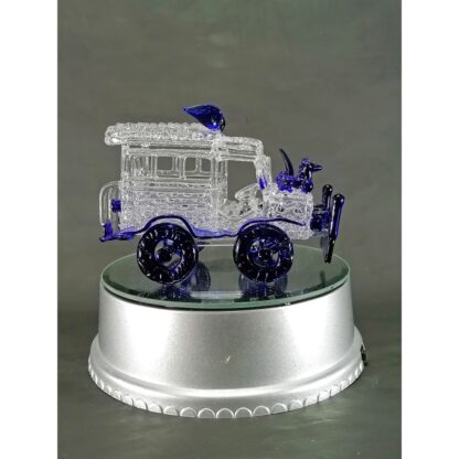 Philippine Jeep Glass Figurine with Rotating Base and LED Lights Home Decoration (Dark Blue) - Image 4