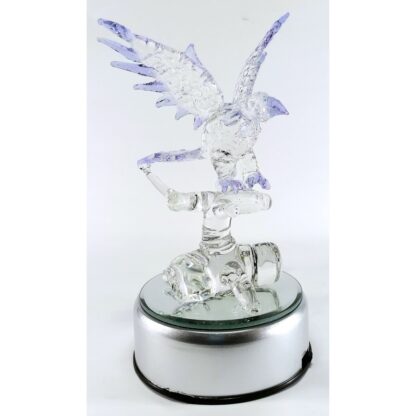 Philippine Blue Eagle Glass Figurine with Rotating Base and LED Lights Home Decoration (Lavender) - Image 3