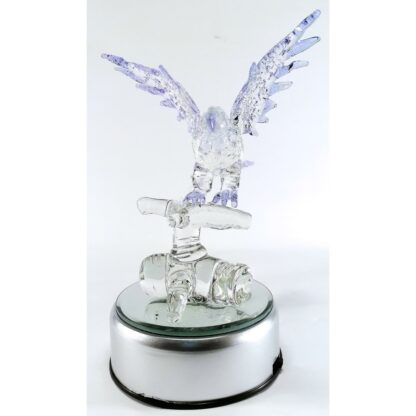 Philippine Blue Eagle Glass Figurine with Rotating Base and LED Lights Home Decoration (Lavender)