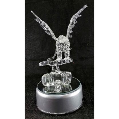 Philippine Blue Eagle Glass Figurine with Rotating Base and LED Lights Home Decoration (Clear)