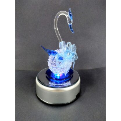 Glass Swan Figurine with Rotating Base and Lights for Home Decor Wedding Anniversary Birthday Valent - Image 4