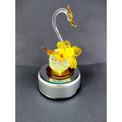 Glass Swan Figurine with Rotating Base and Lights for Home Decor Wedding Anniversary Birthday Valent - Image 5