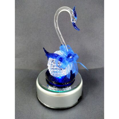 Glass Swan Figurine with Rotating Base and Lights for Home Decor Wedding Anniversary Birthday Valent - Image 8