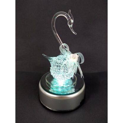 Glass Swan Figurine with Rotating Base and Lights for Home Decor Wedding Anniversary Birthday Valent - Image 9