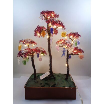 Three Tree Lamp Fairy Light Bedroom Decor with Glass Ornaments - Image 3