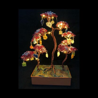 Three Tree Lamp Fairy Light Bedroom Decor with Glass Ornaments