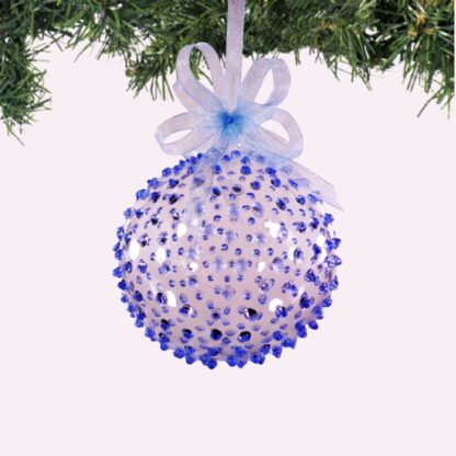 Set of 6pc Colored Dotted Corona Glass Christmas Ball Ornaments in 2.5”, 3”, 3.5”, 4” with Organza R - Image 2