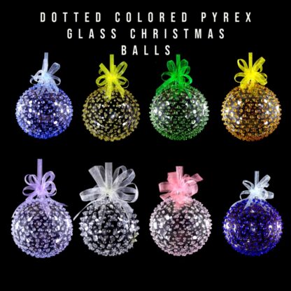 Set of 6pc Colored Dotted Corona Glass Christmas Ball Ornaments in 2.5”, 3”, 3.5”, 4” with Organza R - Image 3