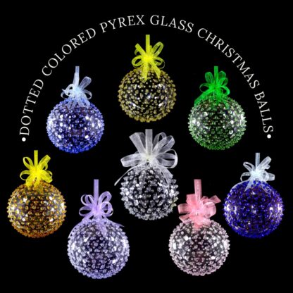 Set of 6pc Colored Dotted Corona Glass Christmas Ball Ornaments in 2.5”, 3”, 3.5”, 4” with Organza R - Image 4