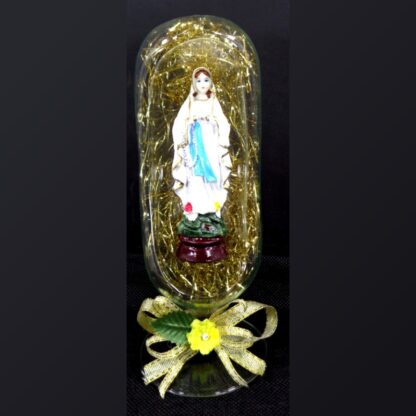 Mama Mary Statue Religious Figurines Home Decor Accents in Glass Dome