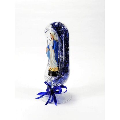 Virgin Mary Statue Religious Figurines Home Decor Display in Glass Dome - Image 3