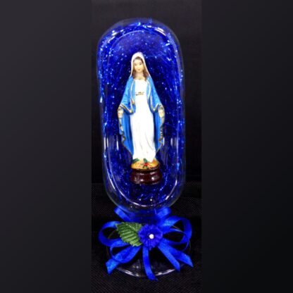 Virgin Mary Statue Religious Figurines Home Decor Display in Glass Dome - Image 4