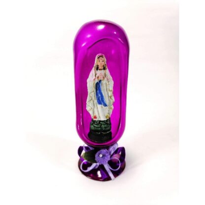 Mama Mary Statue Religious Figurines Home Decor Accents in Glass Dome - Image 3