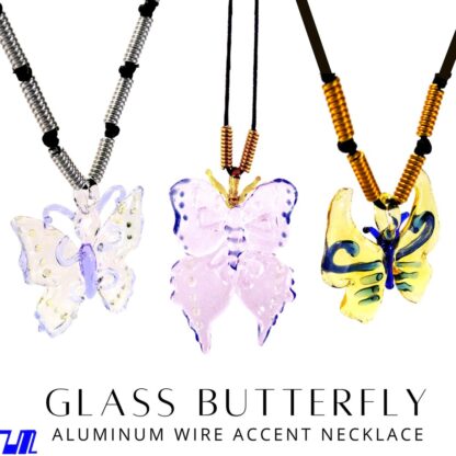 Liman Glass Butterfly Pendant in Wax Cord Necklace for Women with Box - Image 8