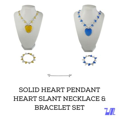 Liman Glass Heart Pendant Necklace and Bracelet Set for Women - Image 3