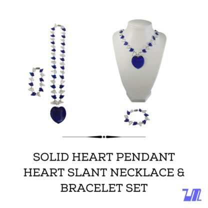 Liman Glass Heart Pendant Necklace and Bracelet Set for Women