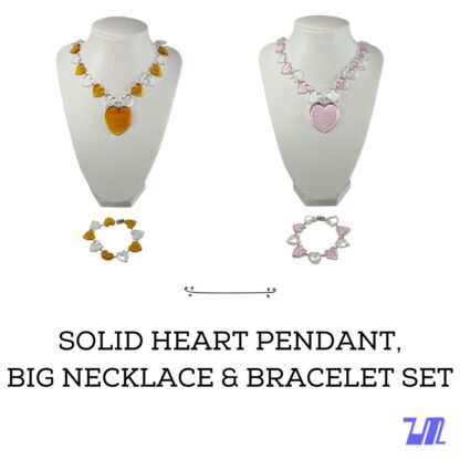 Liman Glass Solid Heart Pendant, Dice Necklace Bracelet Set - Image 3