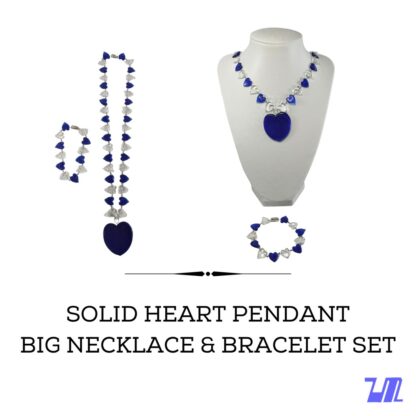 Liman Glass Solid Heart Pendant, Dice Necklace Bracelet Set