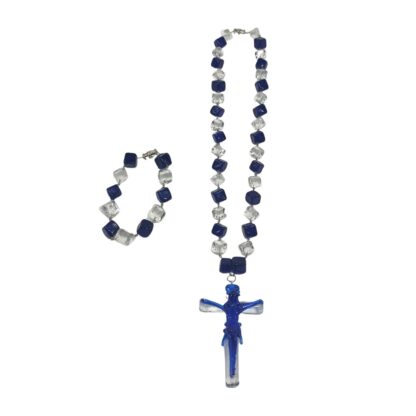 Liman Glass Crucifix Pendant, Dice Necklace Bracelet Set - Image 5