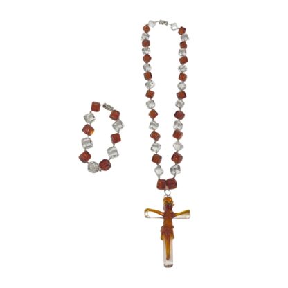 Liman Glass Crucifix Pendant, Dice Necklace Bracelet Set - Image 6