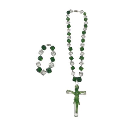 Liman Glass Crucifix Pendant, Dice Necklace Bracelet Set - Image 7