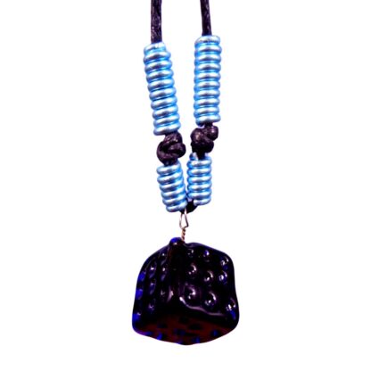 Liman Glass Dice Glass Pendant, Alum Wire Accent Necklace - Image 2