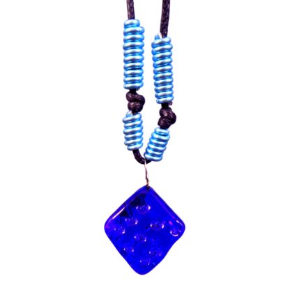 Liman Glass Dice Glass Pendant, Alum Wire Accent Necklace - Image 4