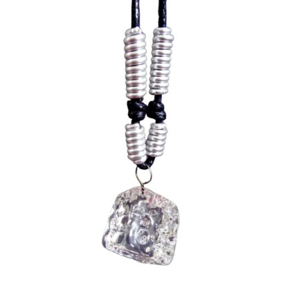 Liman Glass Dice Glass Pendant, Alum Wire Accent Necklace - Image 7