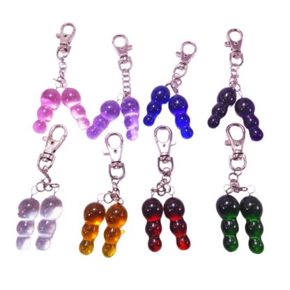 Double 3 Ball Glass Pendant Key Chain Holder for Ladies Bag Charm, Wallet, Phone - Image 2