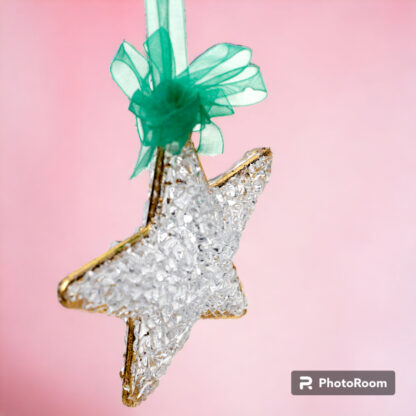 Christmas Star Ornaments Crochet Glass with Gold Lining Christmas Decor - Image 2