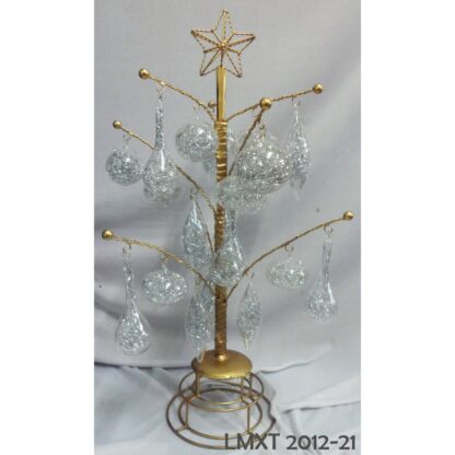 Tabletop Mini Christmas Tree w/ Glass Ornaments asstd. Designs mini w/ shred silver