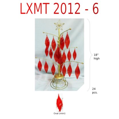 Tabletop Mini Christmas Tree with Mini Red Glass Oval Xmas Ornaments - Image 2