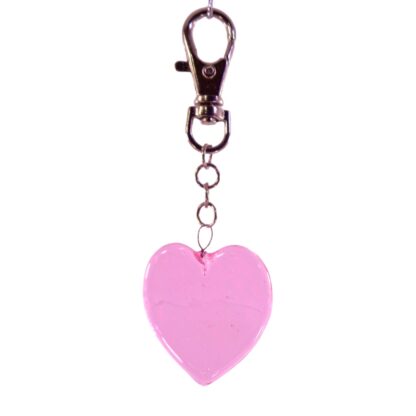 Pink Glass Heart Bag Charm Keychain Key Ring - Image 7