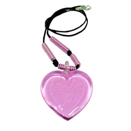 KakamPink Glass Heart Pendant Necklace