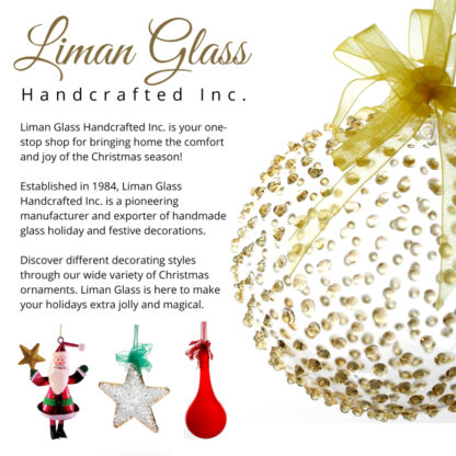 Glass Christmas Balls Ornaments Gold Glitter Swirl Design & Organza Ribbon for Xmas Tree - Image 5