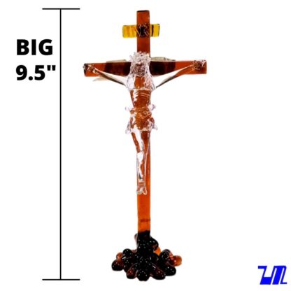 Glass Crucifix with Stand for Altar Big Religious Figurines - Image 3