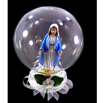 Mama Mary Religious Figurines Home Decor Display in Glass Ball 4"