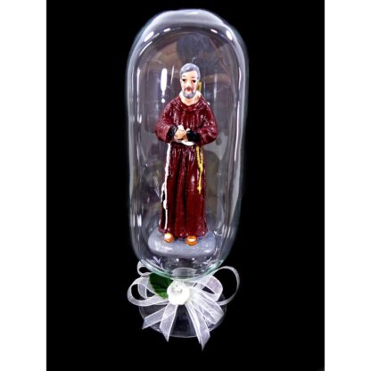 PADRE PIO IN CLEAR GLASS DOME- Saint Padre Pio of Pietrelcina Catholic Decor for Home Altar Table