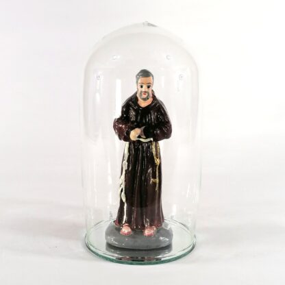 Padre Pio Religious Figurines Home Decor Display in Double Glass Dome Base 5" - Image 2