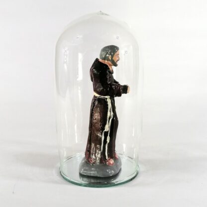 Padre Pio Religious Figurines Home Decor Display in Double Glass Dome Base 5" - Image 3